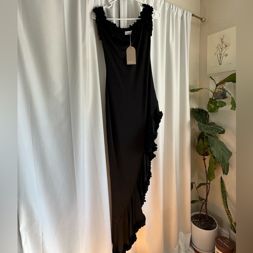Meshki Black Asymmetrical Ruffle Dress